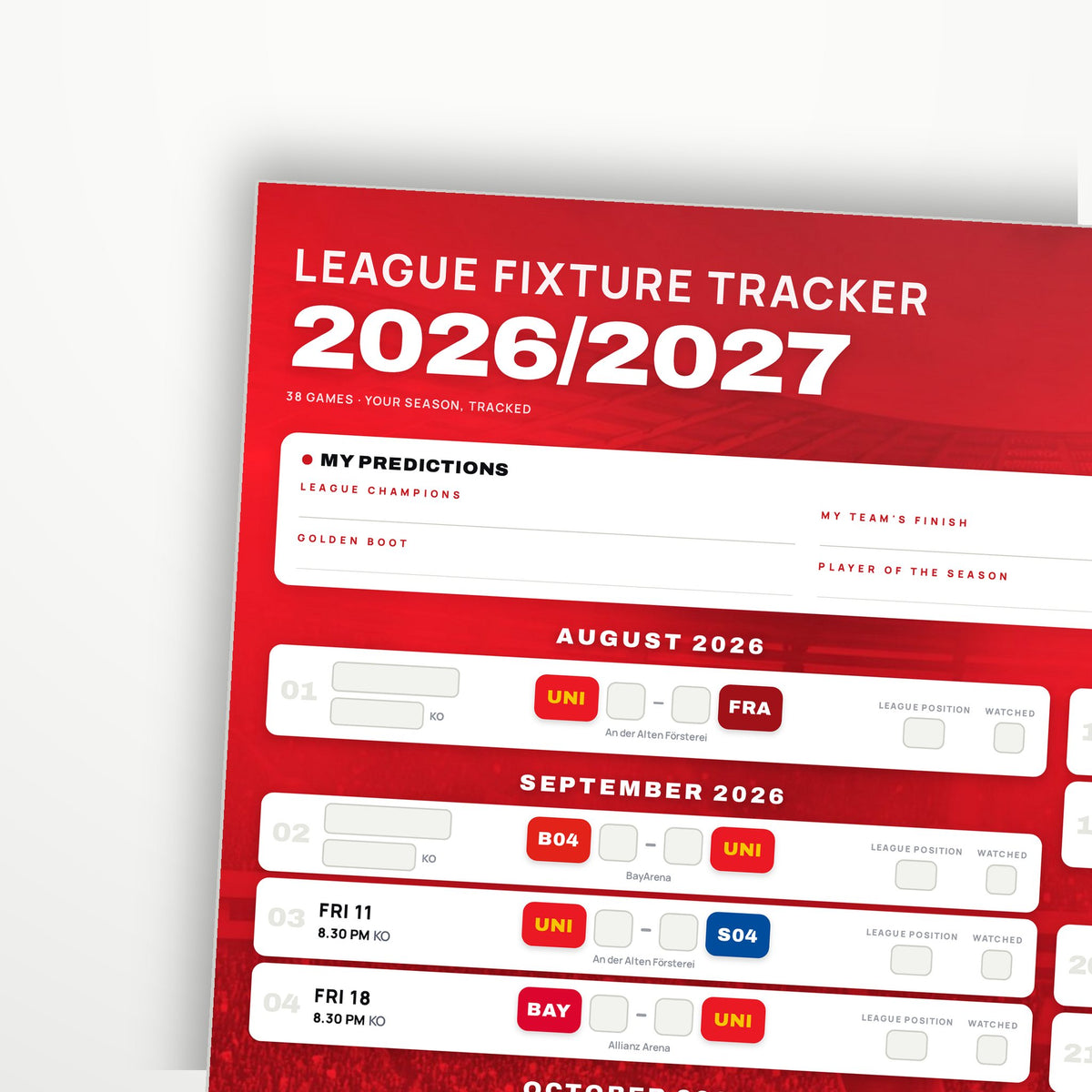 Bundesliga Fixture Wallchart 2026/27