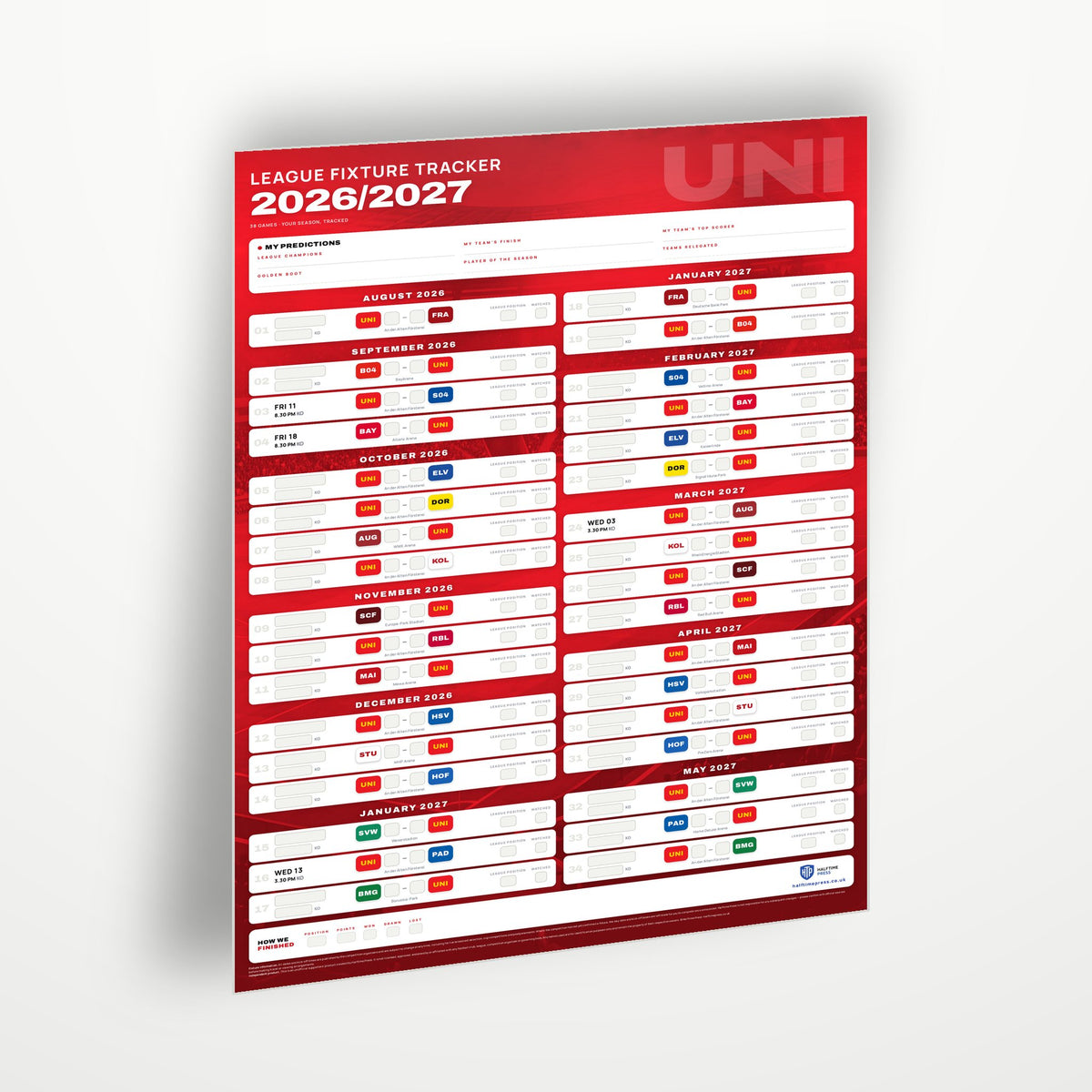 Bundesliga Fixture Wallchart 2026/27