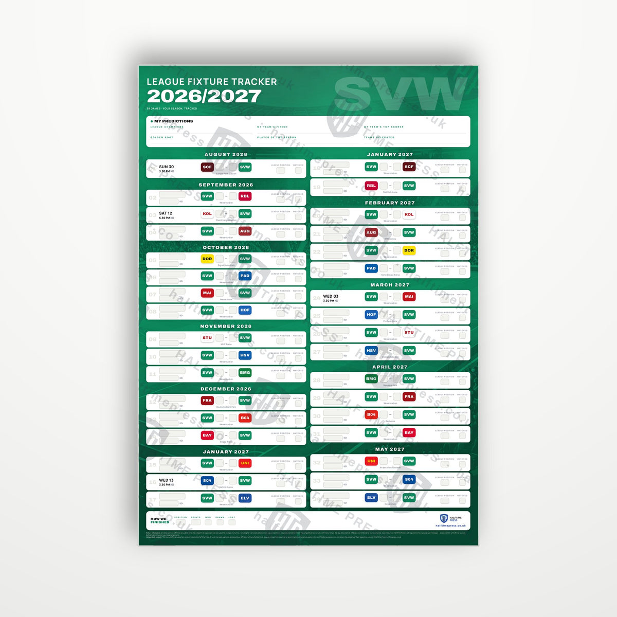 Bundesliga Fixture Wallchart 2026/27