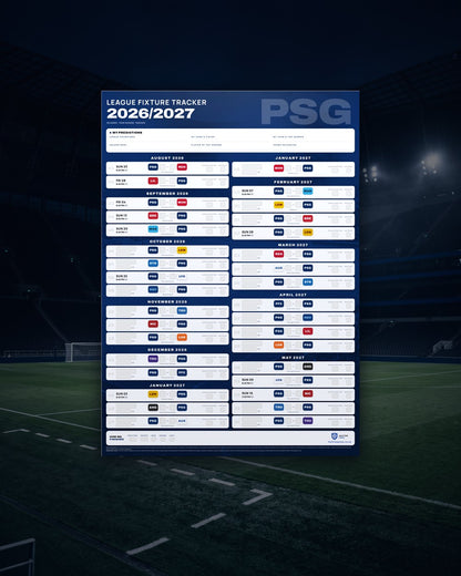 Ligue 1 Fixture Wallchart 2026/27