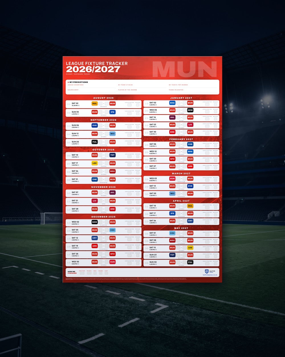Premier League Fixture Wallchart 2026/27