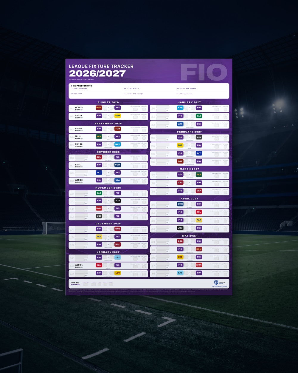Serie A Fixture Wallchart 2026/27